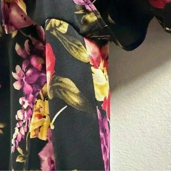 Vintage 1990s Talbots Floral Black Silk Flutter A-Line Midi Dress – Women’s 4 - Picture 4 of 13
